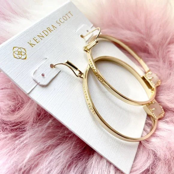 Kendra Scott Gold Elberta Rose Quartz Earrings - Picture 3 of 3